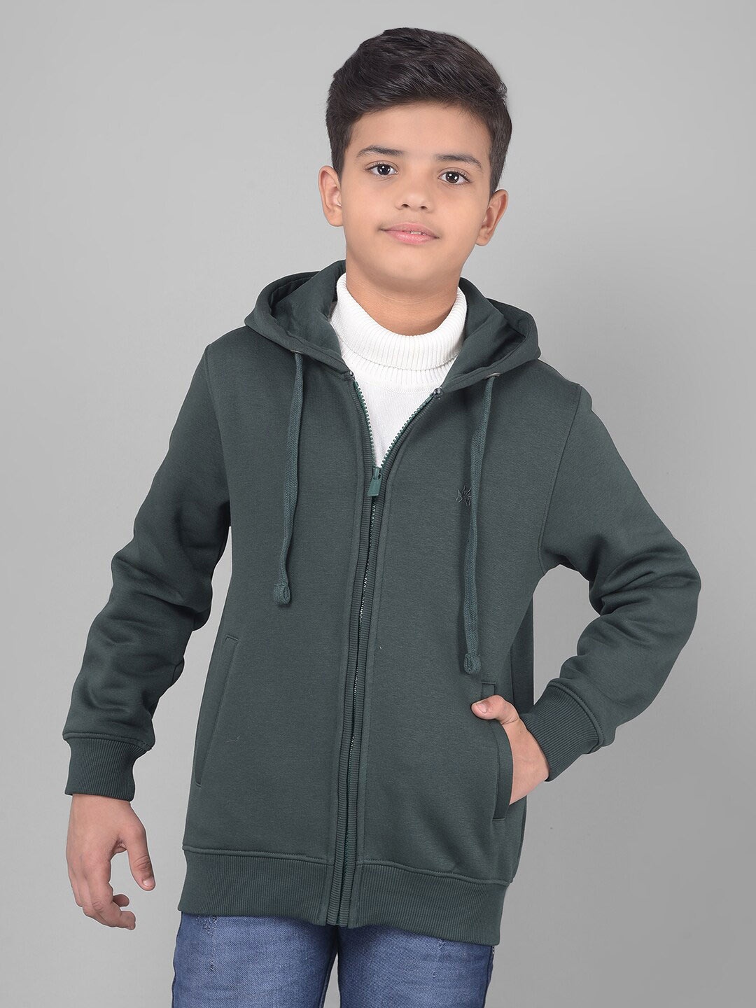

Crimsoune Club Boys Hooded Cotton Sweatshirt, Green