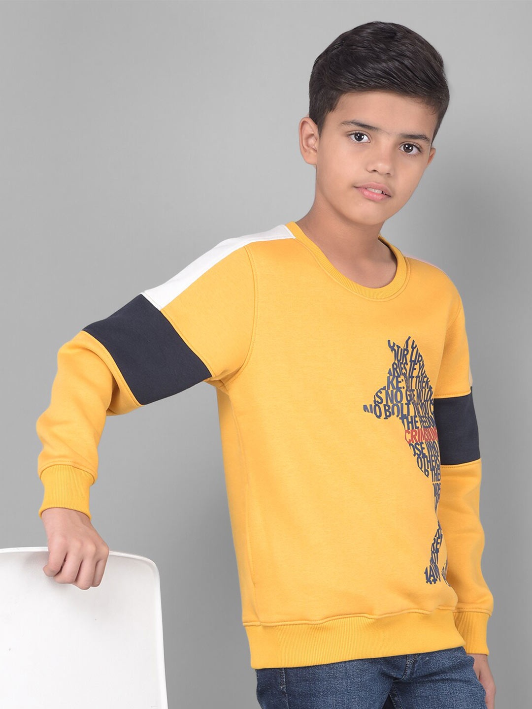 

Crimsoune Club Boys Graphic Printed Cotton Sweatshirt, Yellow