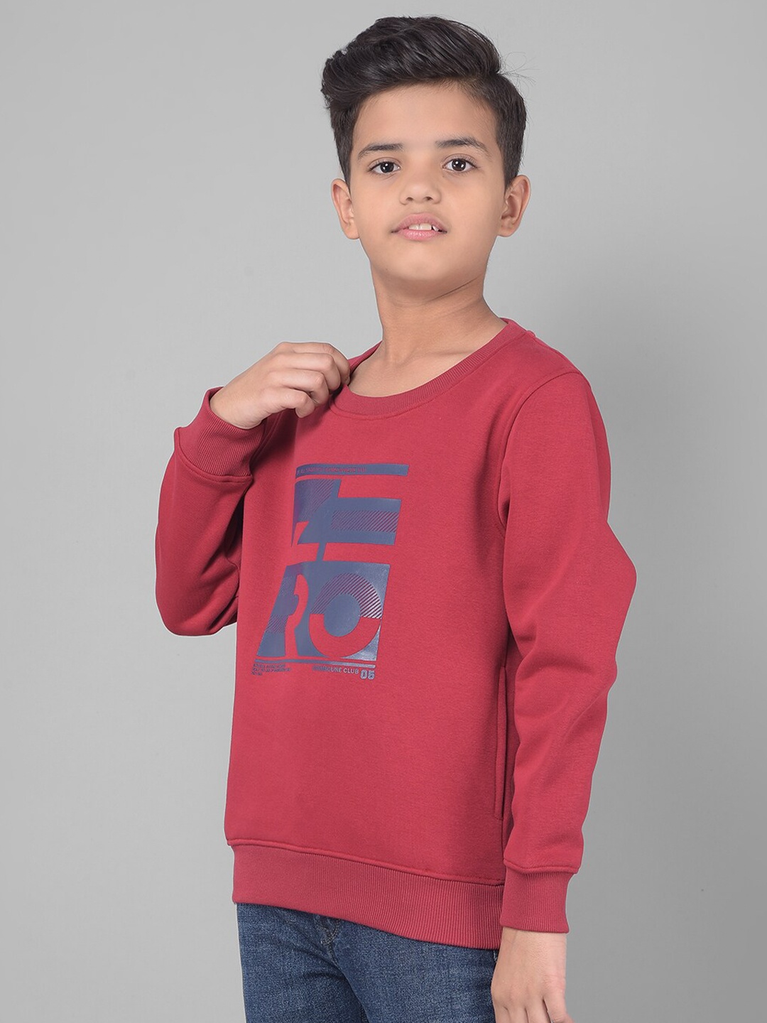 

Crimsoune Club Boys Graphic Printed Cotton Pullover, Red