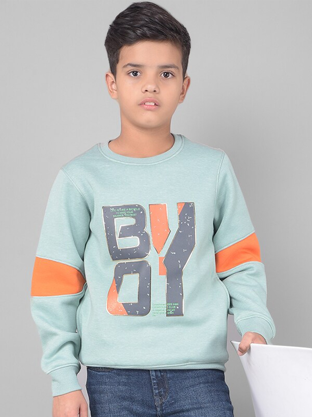 

Crimsoune Club Boys Typography Printed Pullover Sweatshirt, Green