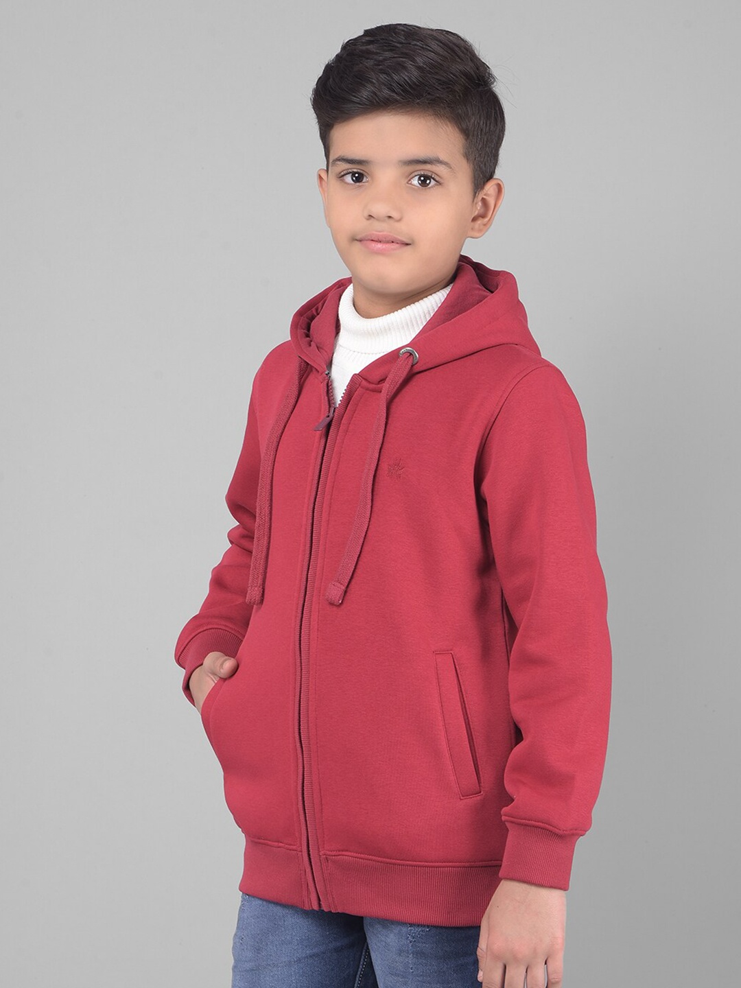 

Crimsoune Club Boys Hooded Front-Open Sweatshirt, Red