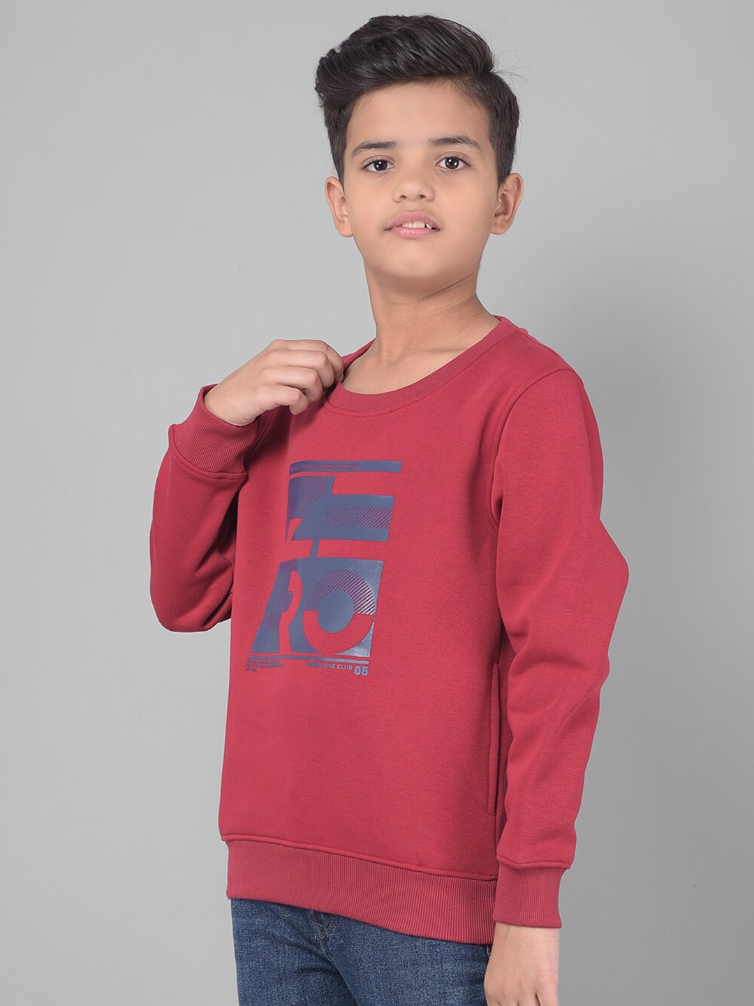 

Crimsoune Club Boys Typography Printed Pullover, Red