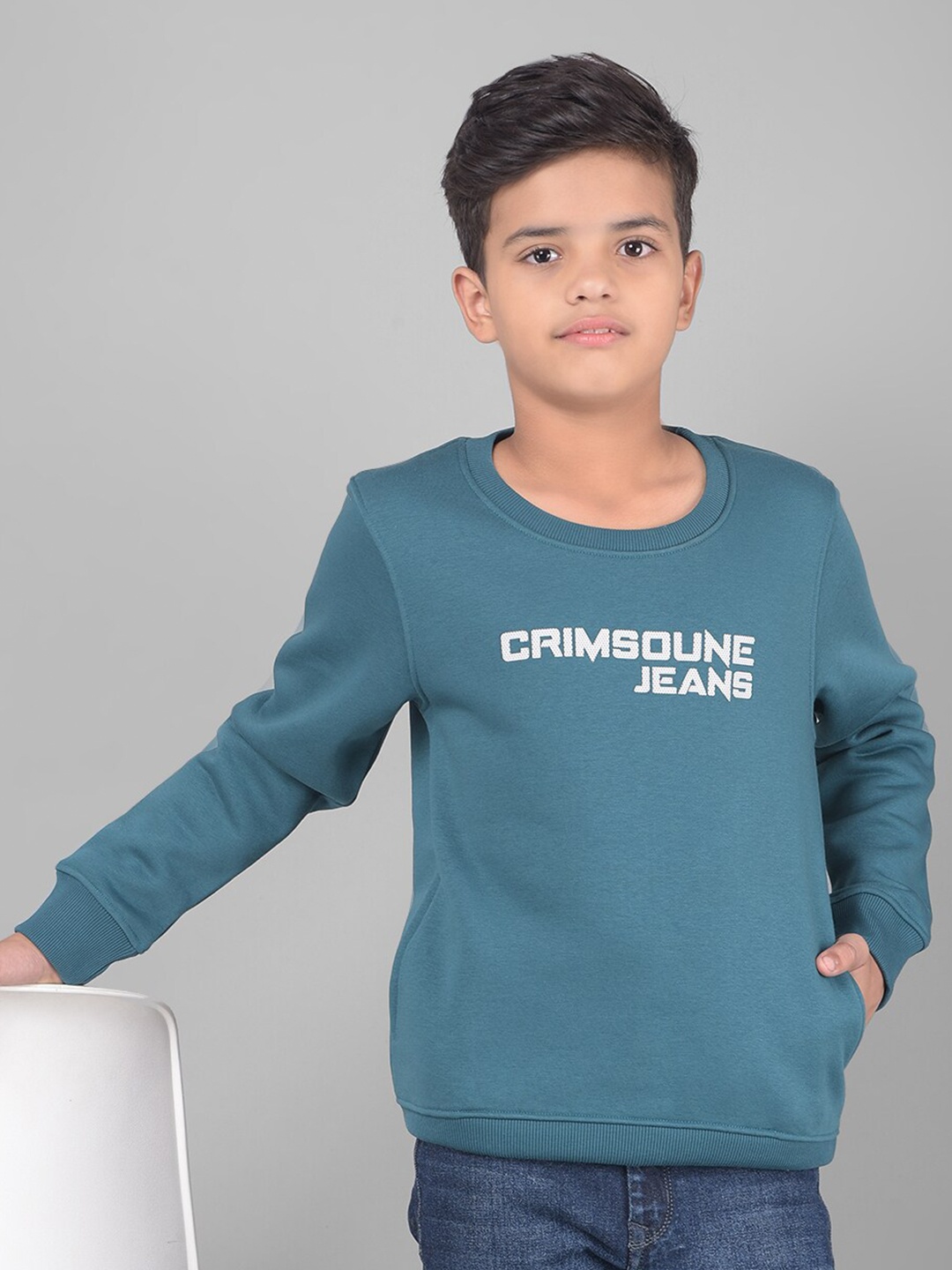 

Crimsoune Club Boys Typography Printed Sweatshirt, Green