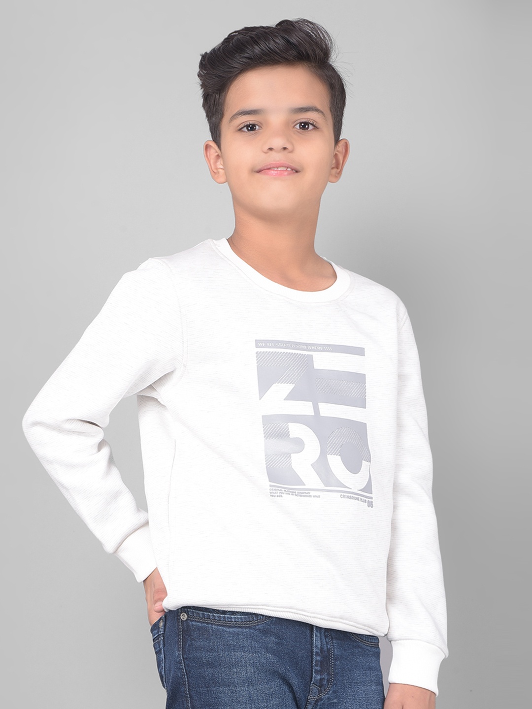 

Crimsoune Club Boys Typography Printed Pullover, White