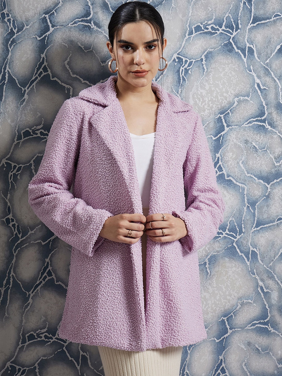 

Athena Textured Single-Breasted Overcoat, Lavender
