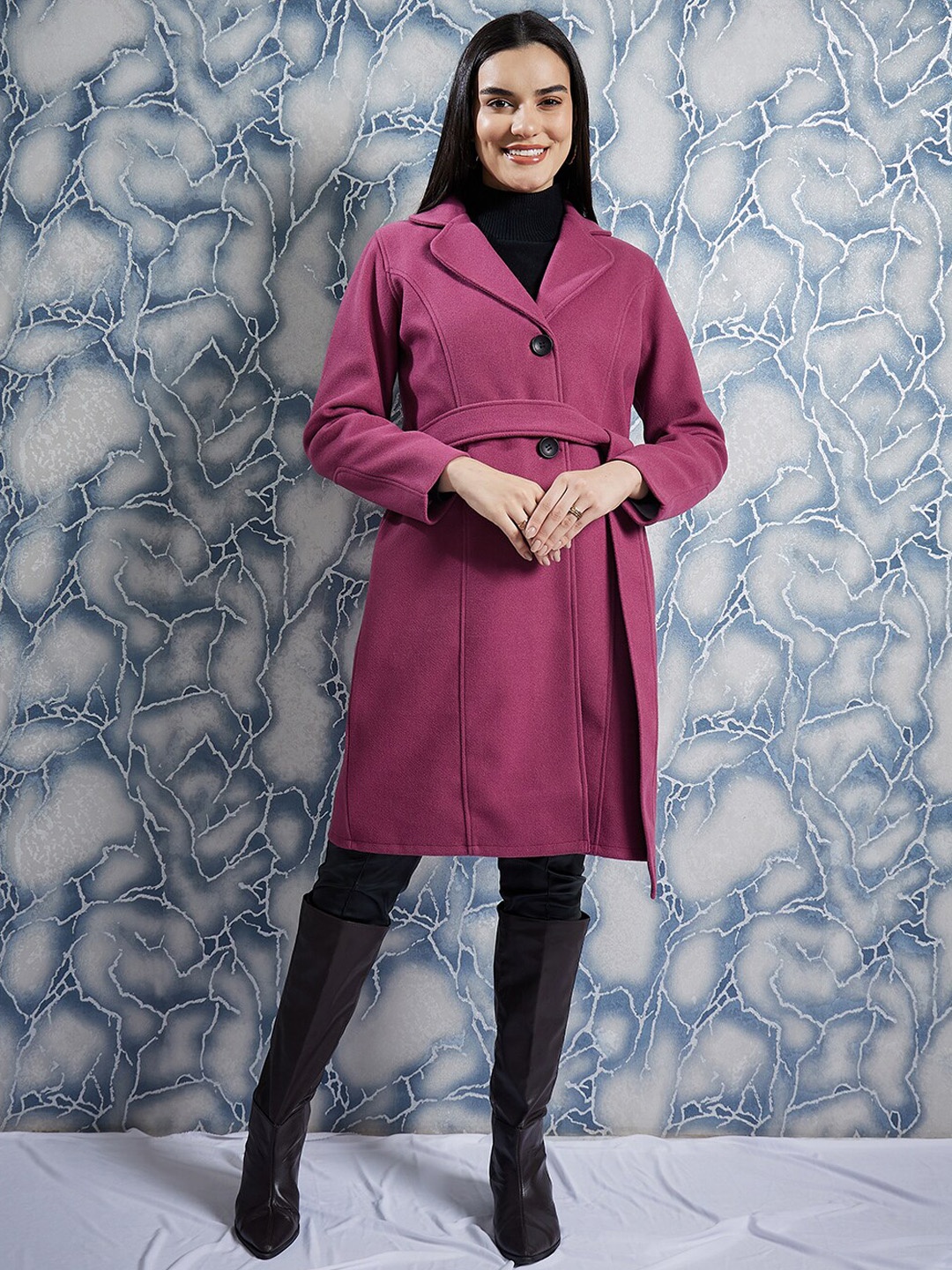 

Athena Single-Breasted Woollen Overcoat, Purple