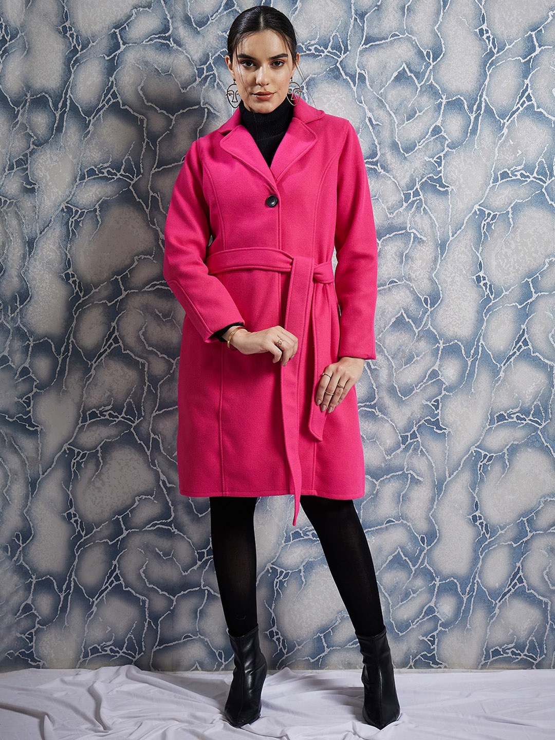 

Athena Single-Breasted Woollen Overcoat, Fuchsia