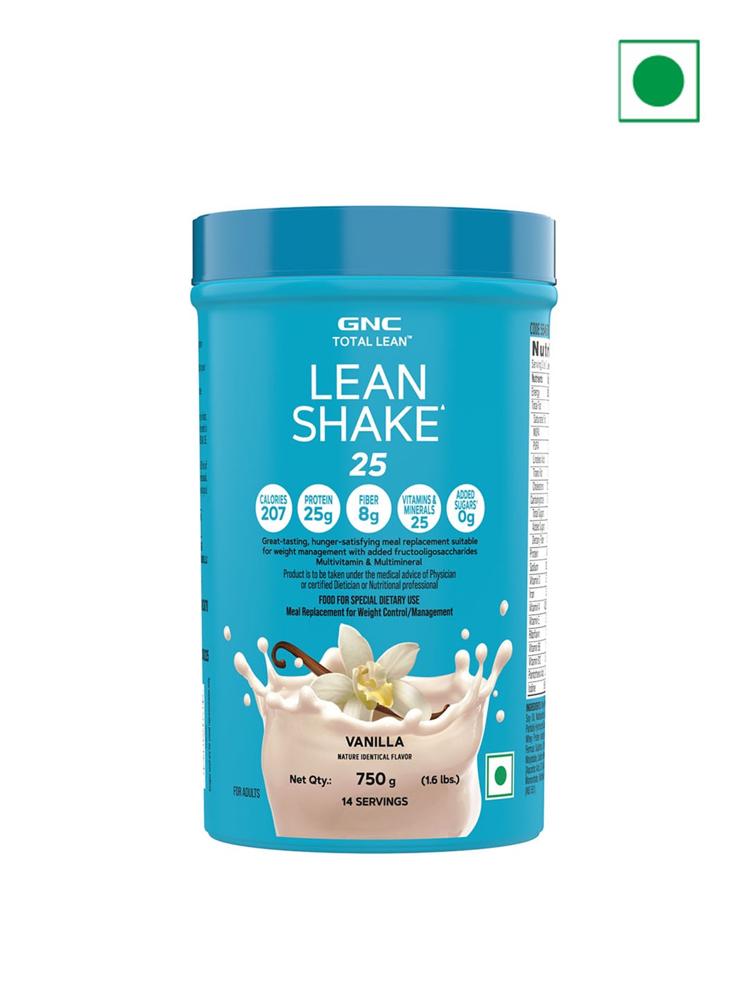 

GNC Total Lean Shake 25 Powder For Weight Loss Efforts - Vanilla Flavor - 750g, Navy blue