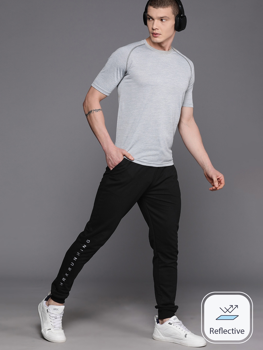 

HRX by Hrithik Roshan Men Typography Slim Fit Running Track Pants, Black