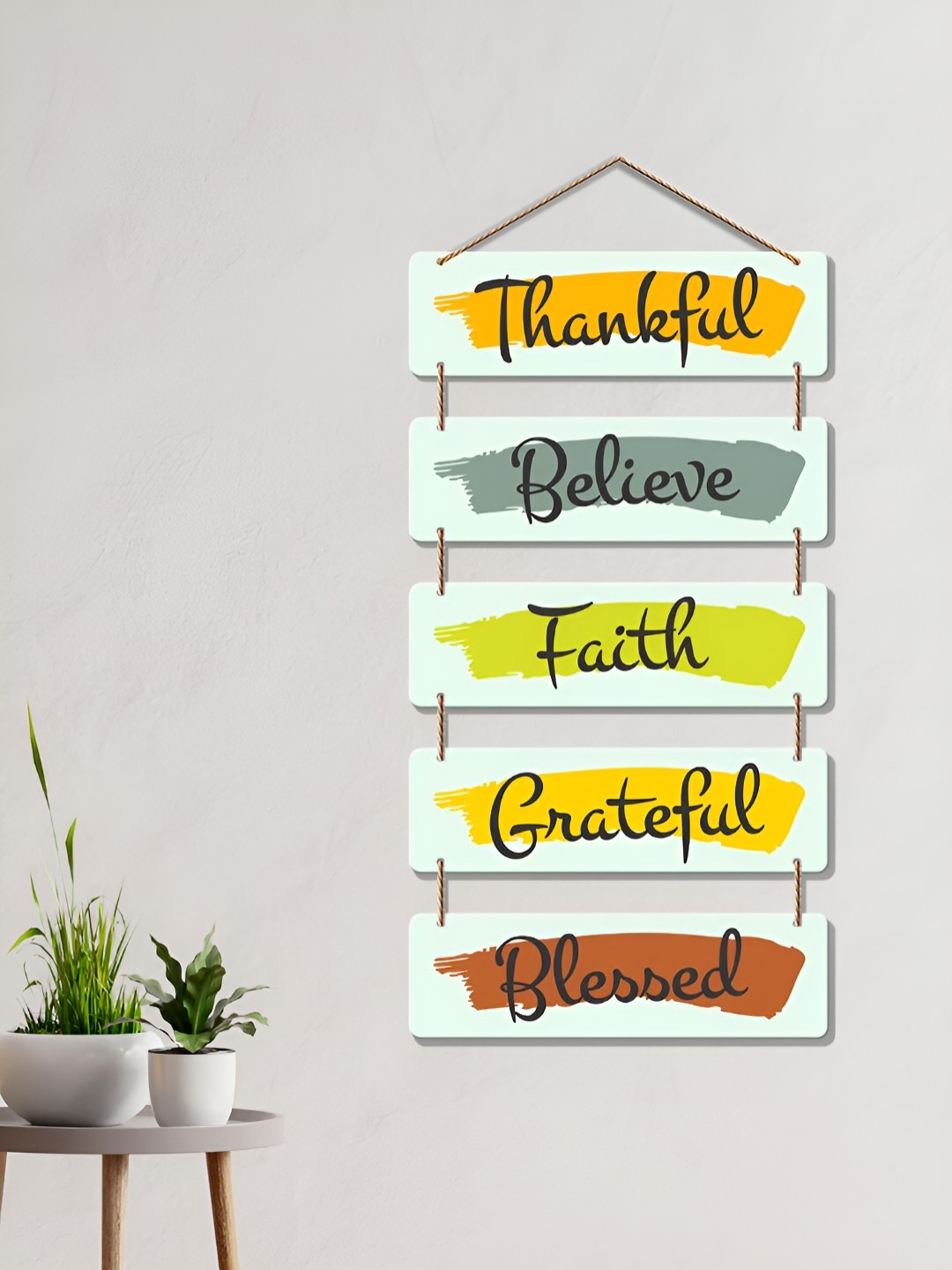 

ArtVibes White & Orange Typography Printed Decorative MDF Wooden Signs and Plaques