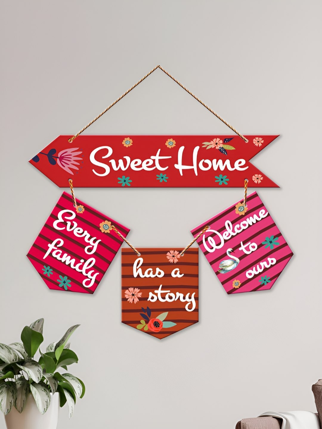 

ArtVibes Pink & Red Typography Printed Wooden Signs and Plaques