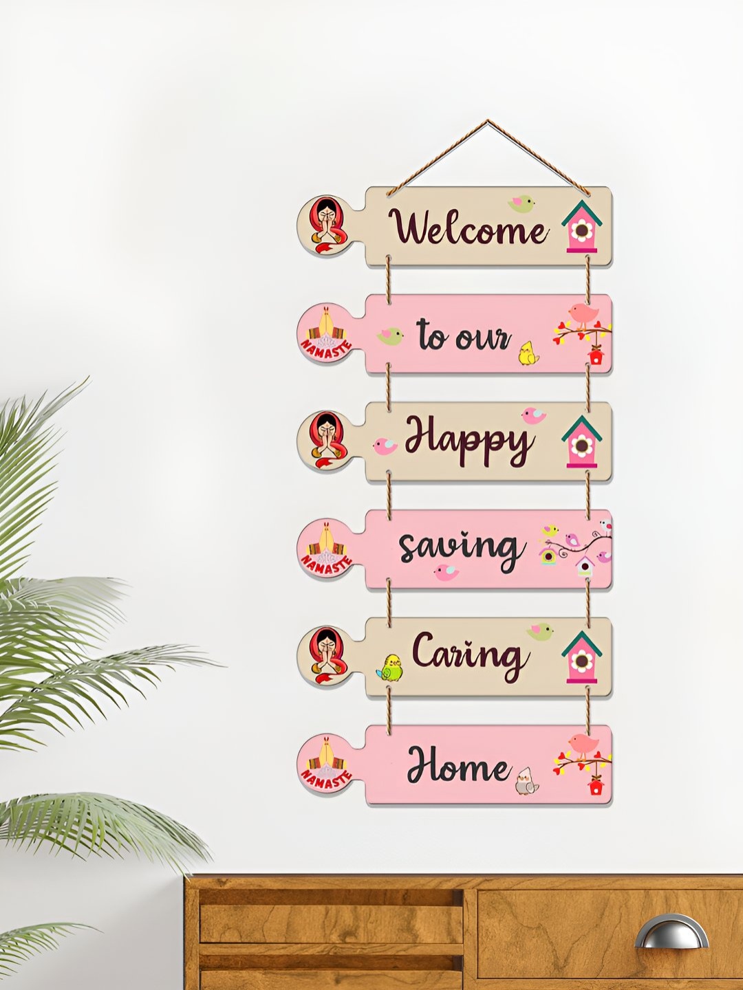 

ArtVibes Pink & Beige Typography Printed MDF Wooden Signs and Plaques