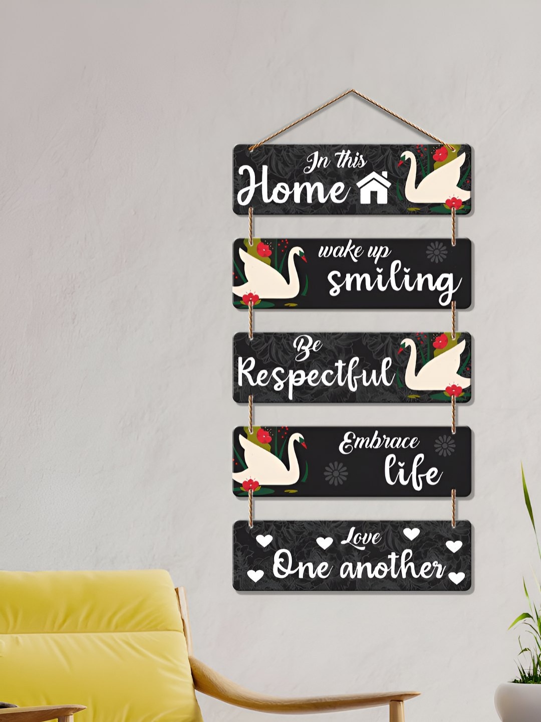 

ArtVibes Black & White Motivational Quotes Painted Wooden Hanging Wall Decor