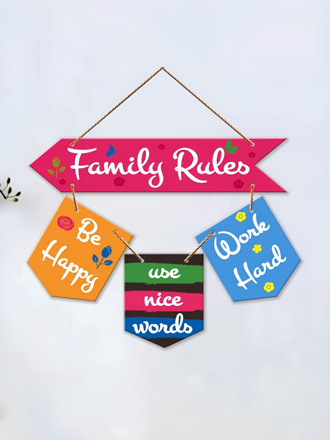 

ArtVibes Pink & Blue Printed Wood Hanging Wall Decor