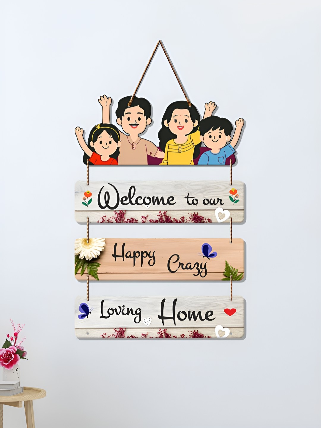 

ArtVibes Brown & Grey Welcome Home Quotes Painted Wooden Hanging Wall Decor