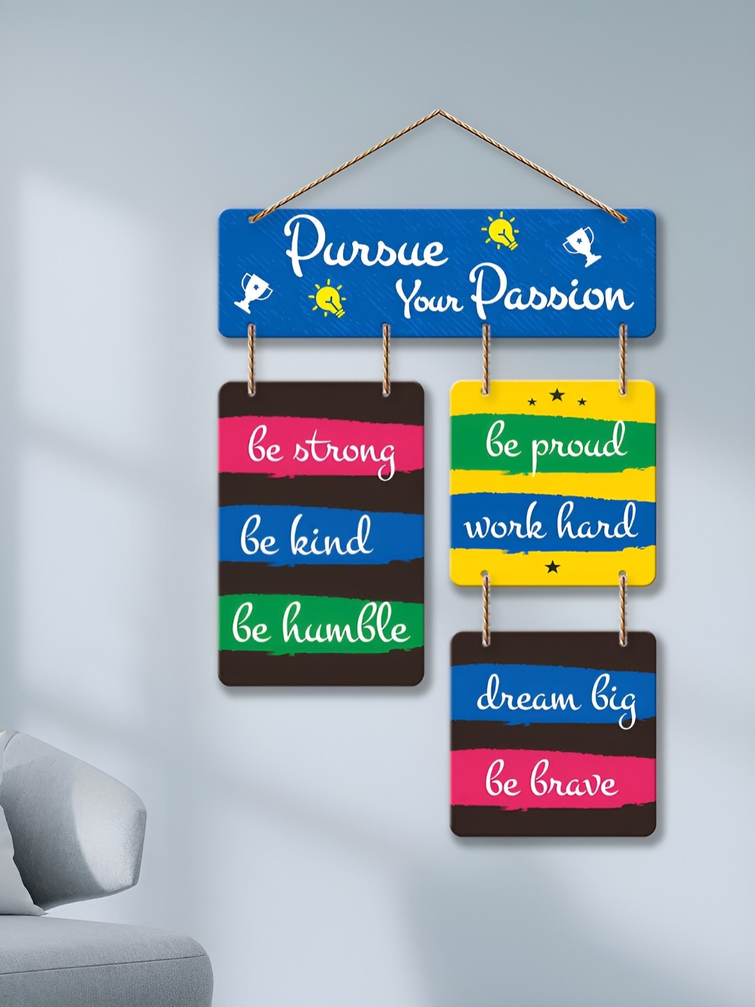 

ArtVibes Blue & White Pursue Your Passion Decorative Wooden Hanging Wall Decor