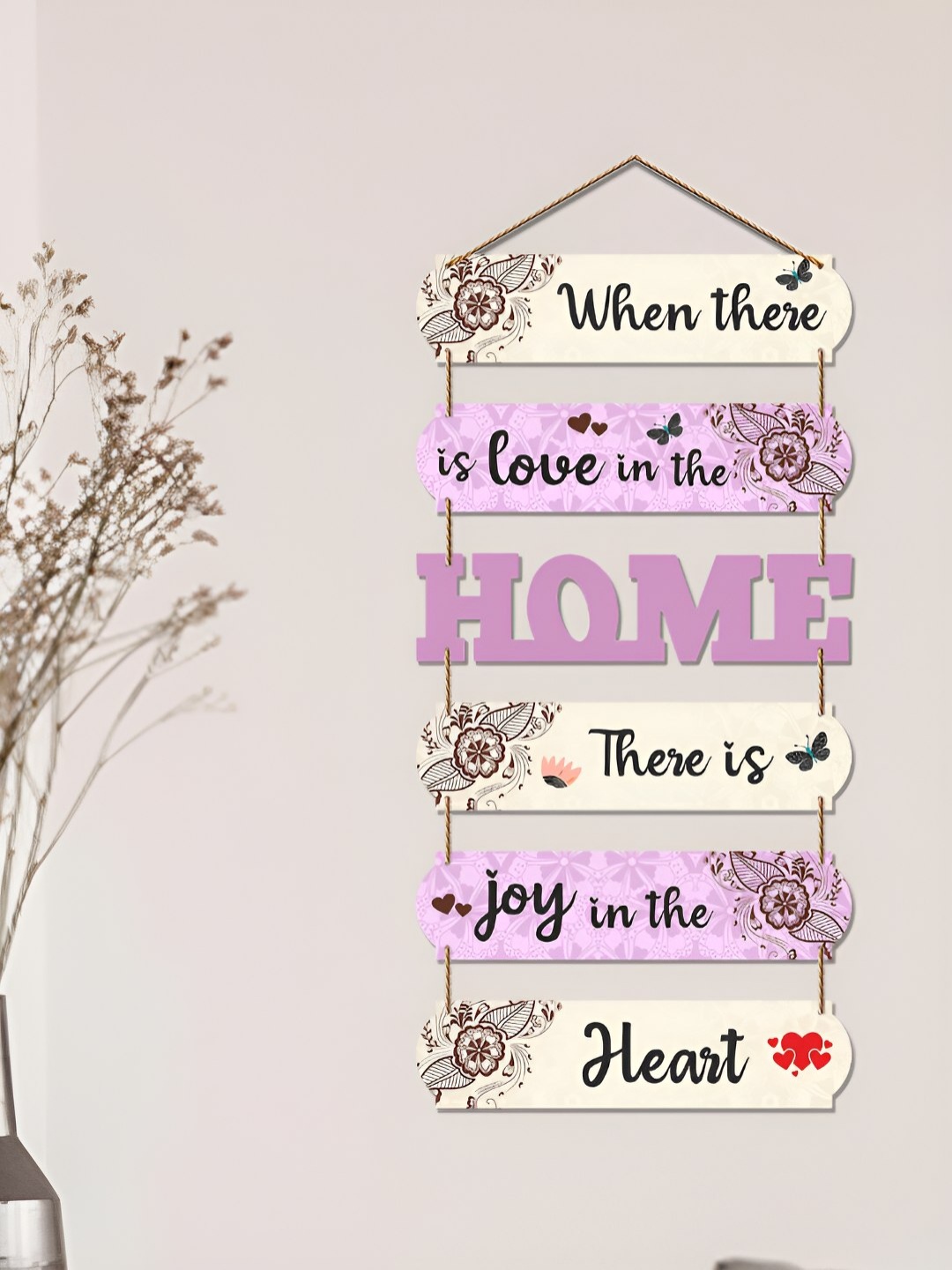 

ArtVibes Pink & White Home Quote Decorative Hanging Wall Decor