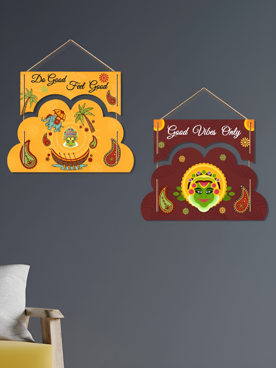 

ArtVibes Yellow Good Vibes Printed Wall Hanging