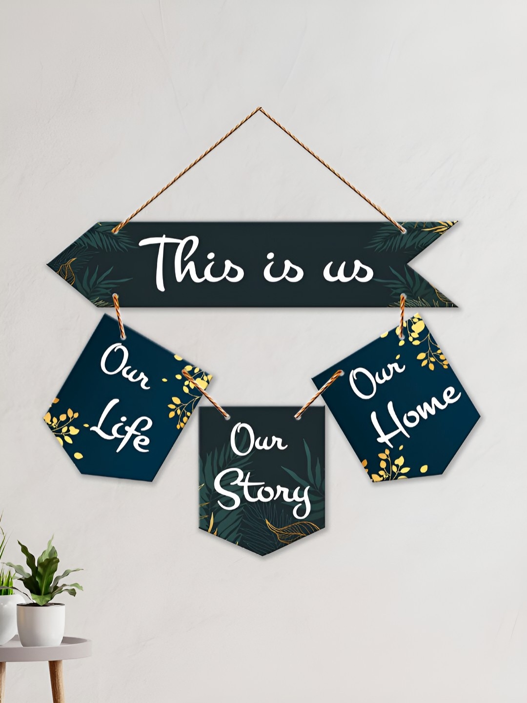 

ArtVibes Blue & Green Positive Quote Printed Hanging Wall Decor