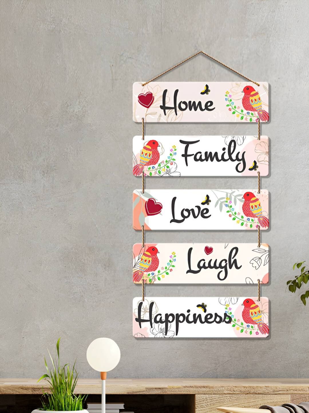 

ArtVibes Pink & White Family Love Printed Wooden Wall Hanging