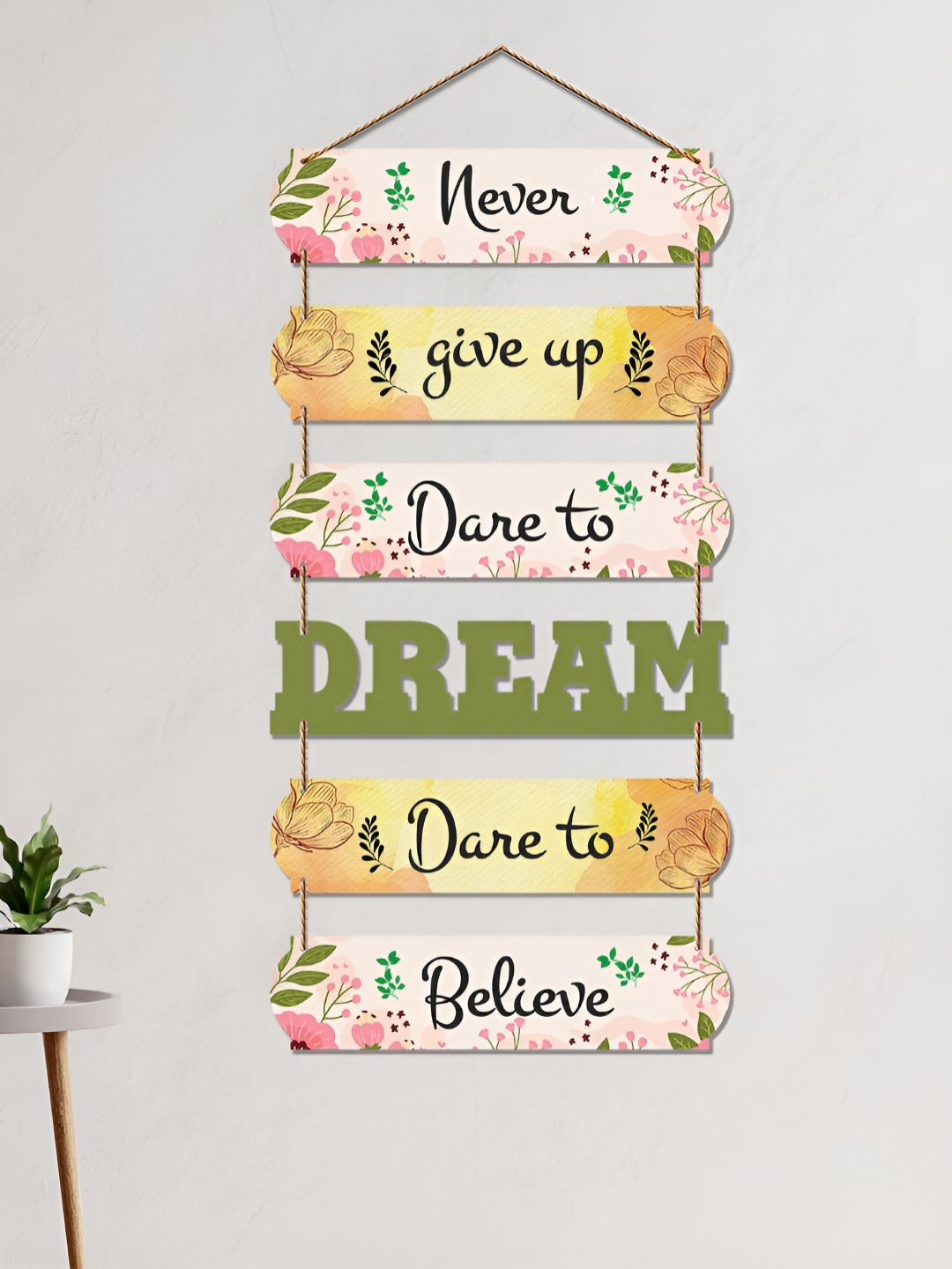 

ArtVibes Green & Pink Motivational Quote Printed Hanging Wall Decor