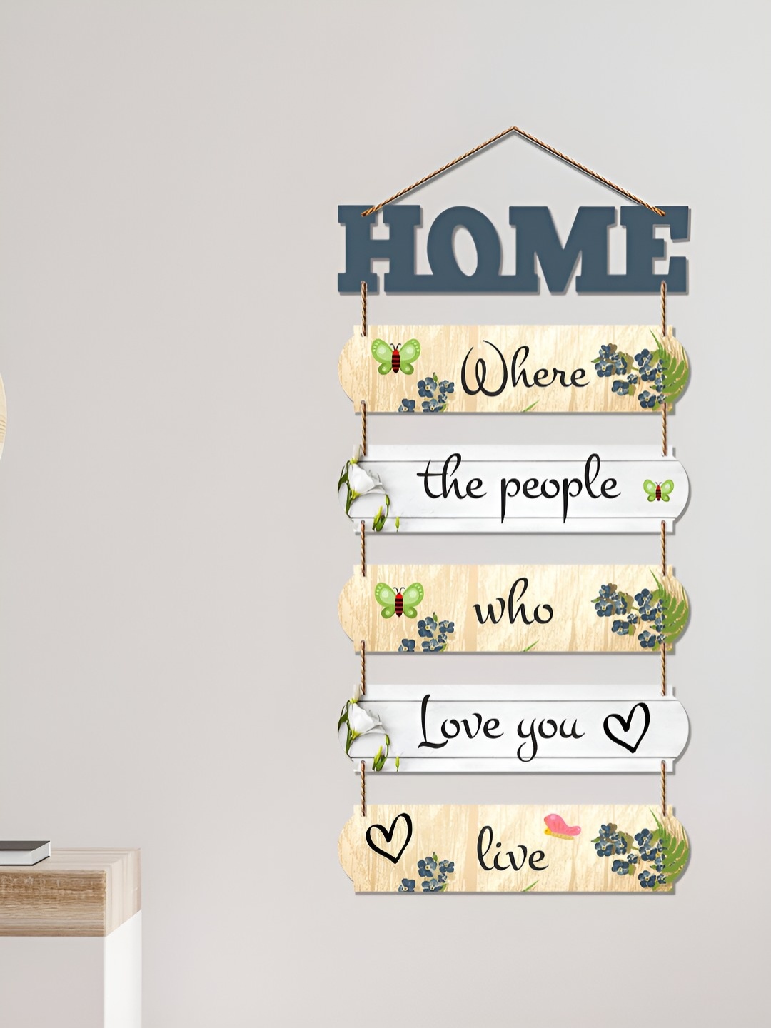 

ArtVibes White & Yellow Home and Family Quotes Wooden Hanging Wall Decor