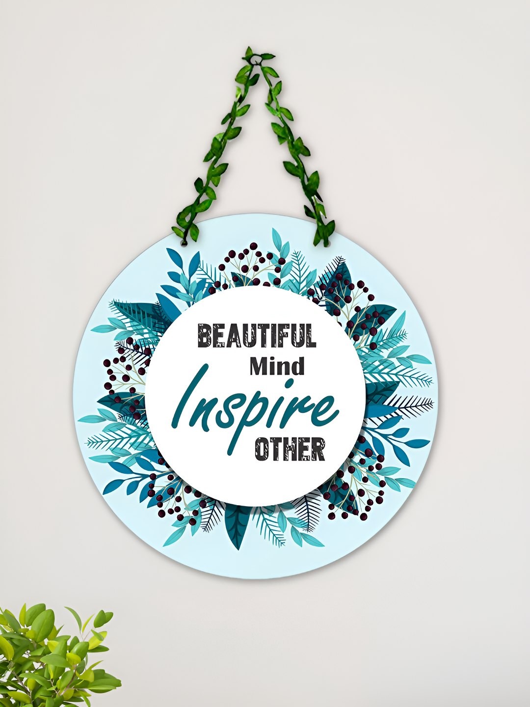 

ArtVibes White & Blue Motivational Quote Painted Wooden Wall Hanging