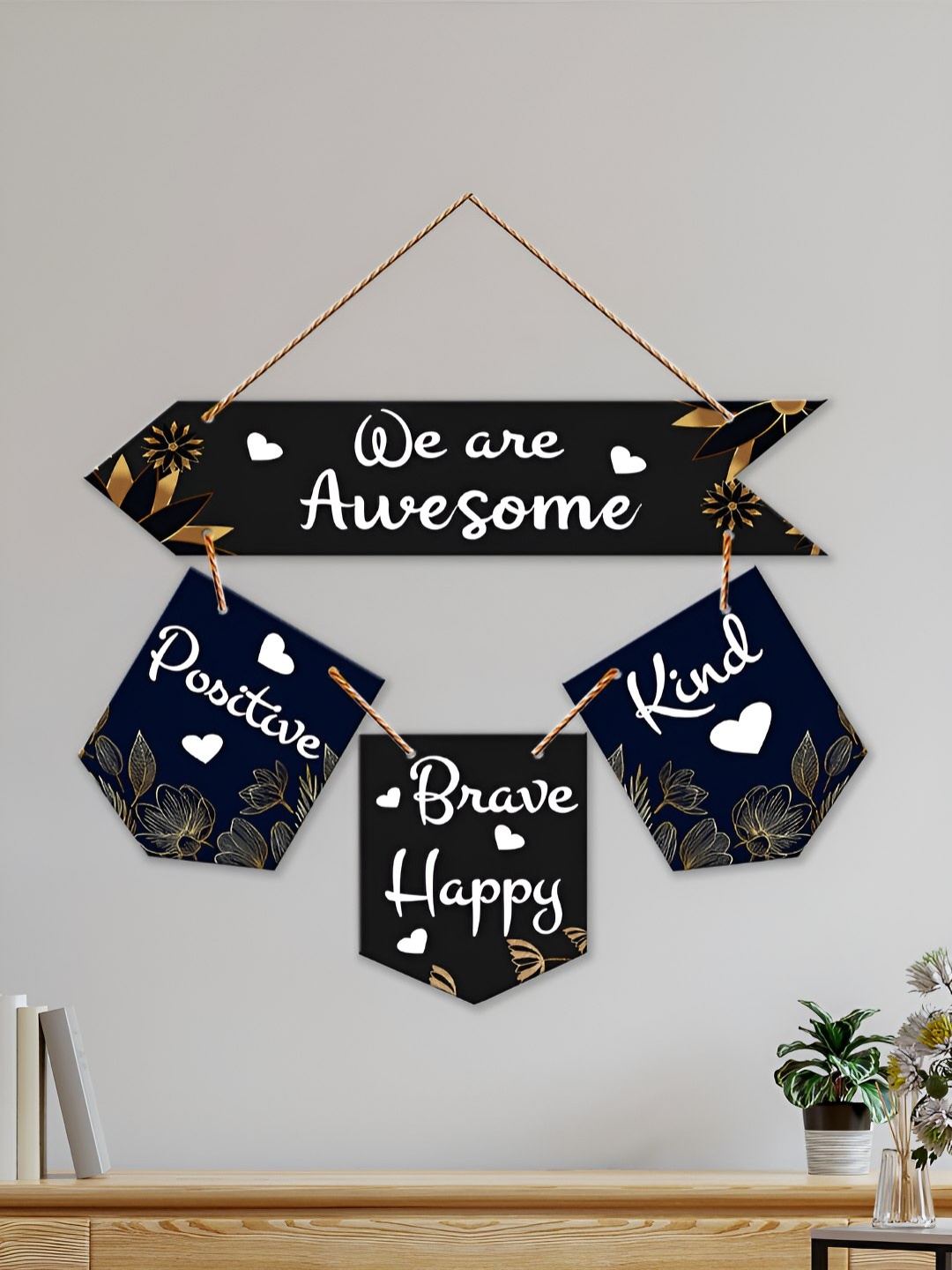 

ArtVibes Black & White Positive Quotes Wooden Hanging Wall Decor