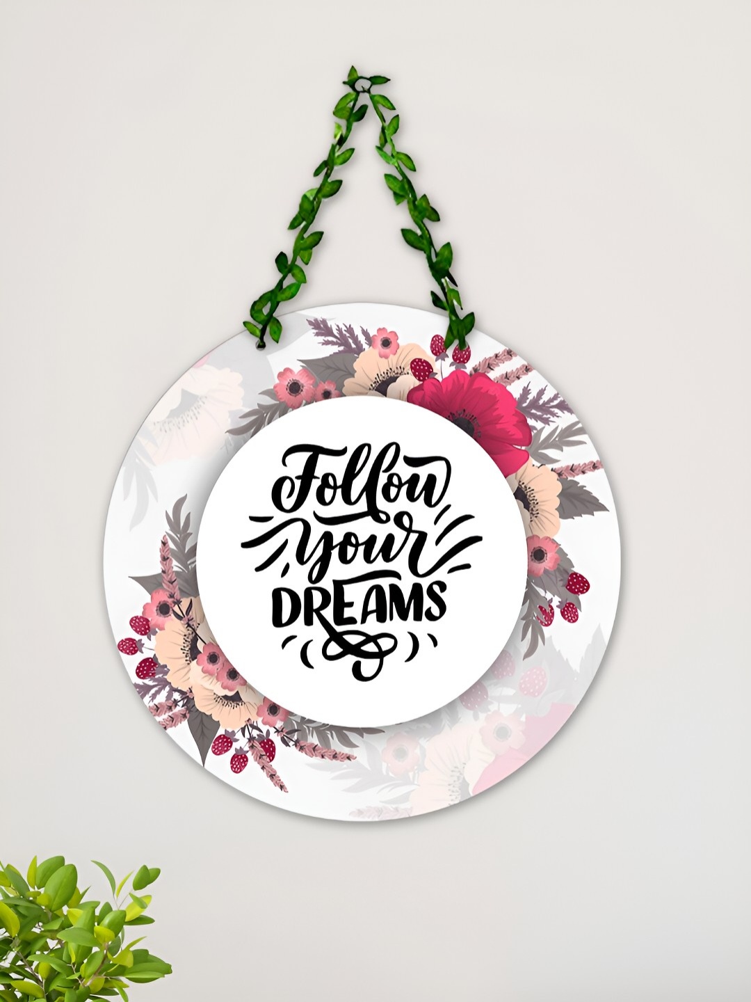 

ArtVibes White & Pink Motivational Quote Wooden Hanging Wall Decor