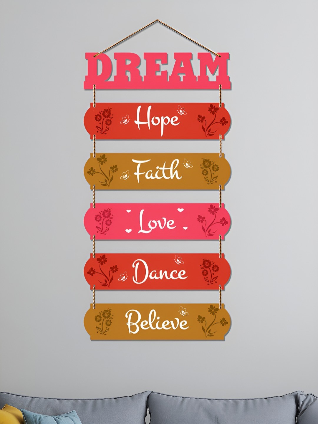 

ArtVibes Pink & Brown Dream Quotes Wooden Wall Hanging