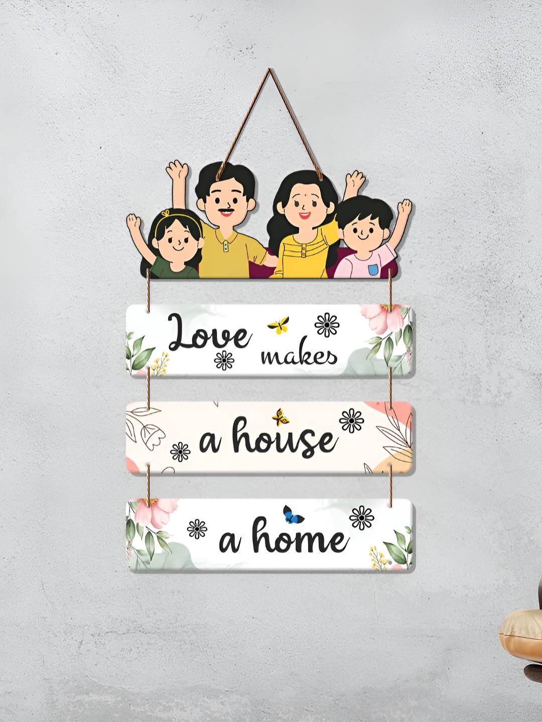 

ArtVibes White & Yellow Home Quotes Printed Hanging Wall Decor