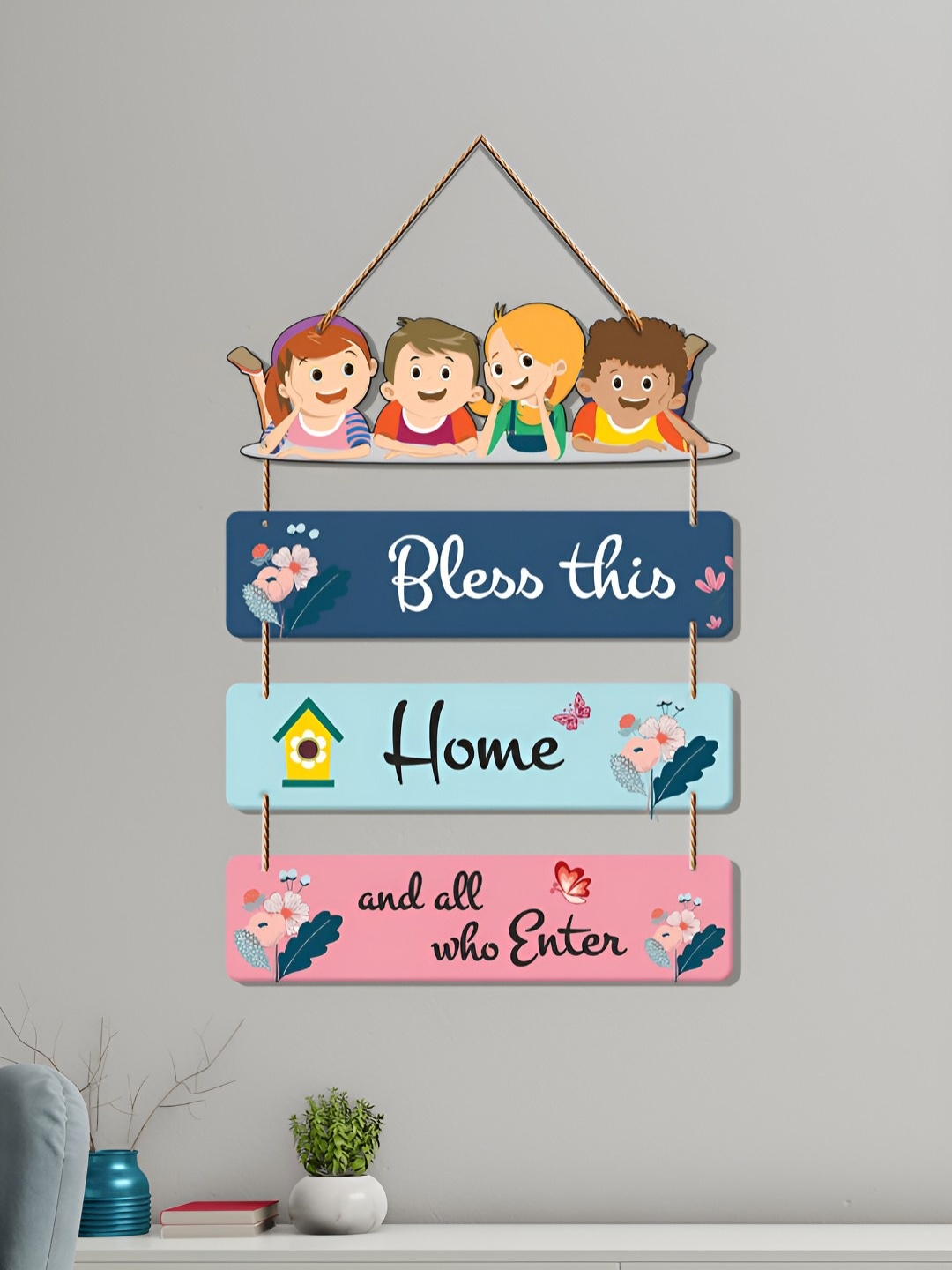

ArtVibes Blue & Pink Motivational Quotes Printed Wooden Hanging Wall Decor