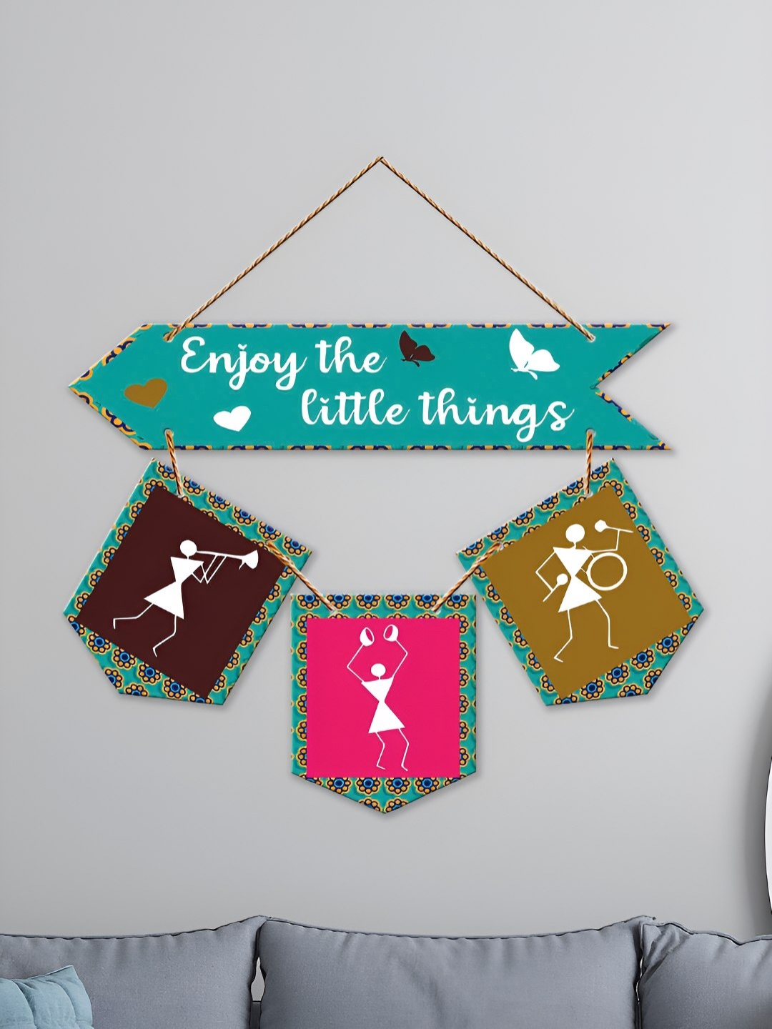 

ArtVibes Green & Pink Motivational Quotes Painted Wooden Hanging Wall Decor