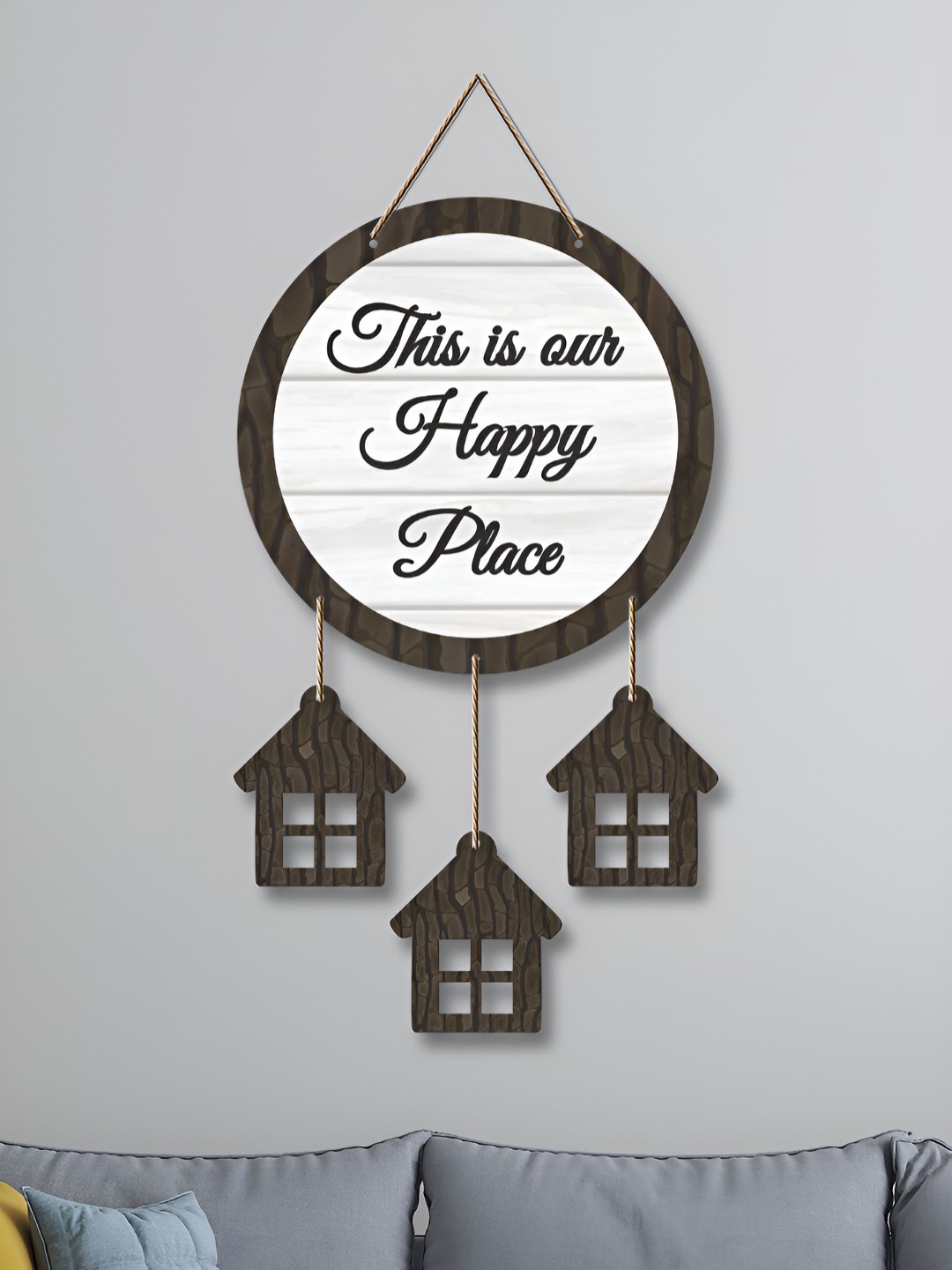 

ArtVibes White & Brown Our Happy Place Printed Hanging Wall Decor