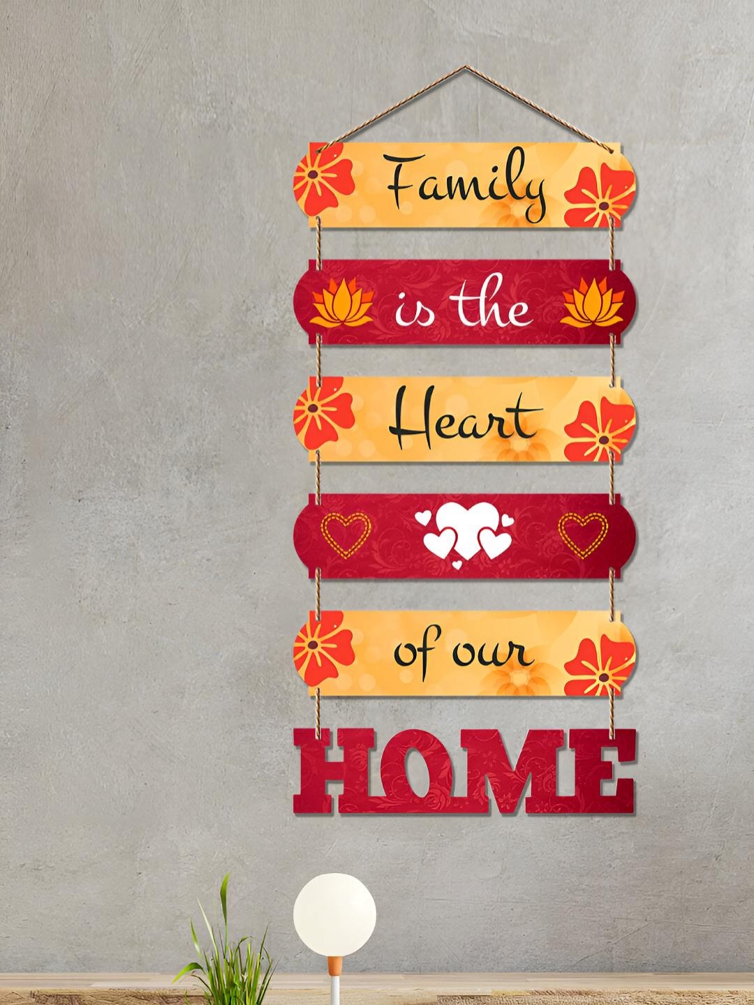 

ArtVibes Red Printed Wooden Family Quote Wall Hanging