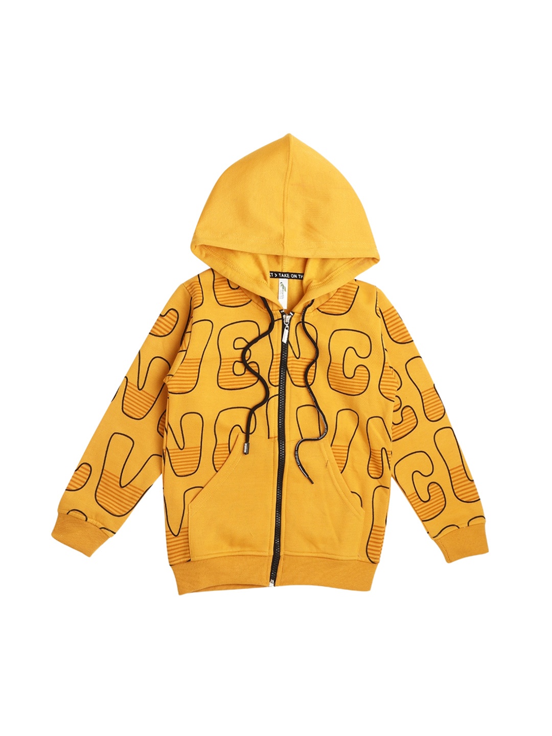 

earth conscious Boys Printed Fleece Bomber Jacket, Yellow