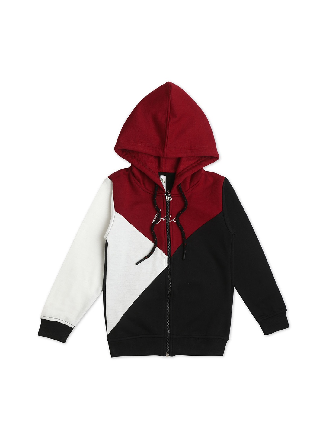 

earth conscious Boys Colourblocked Fleece Front-Open Sweatshirt, Maroon
