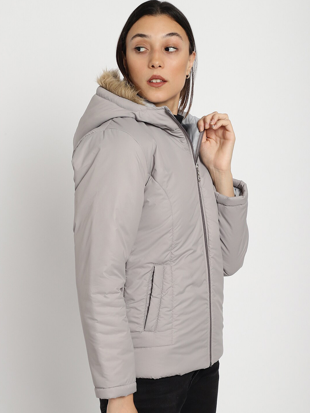 

9ty3ree Insulator Hooded Puffer Jacket, Grey