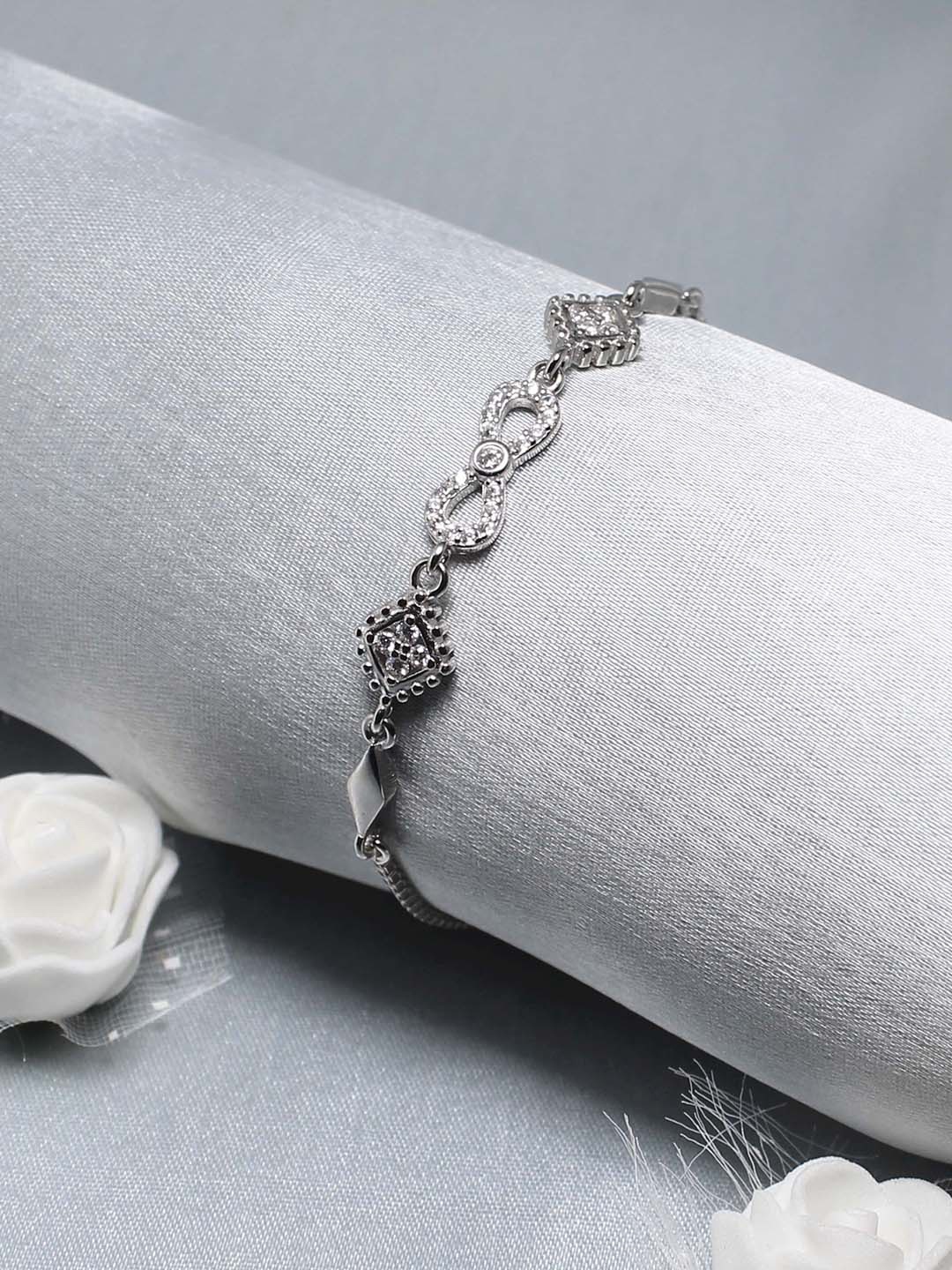 

GIVA Women 925 Sterling Silver Cubic Zirconia Silver-Plated Wraparound Bracelet