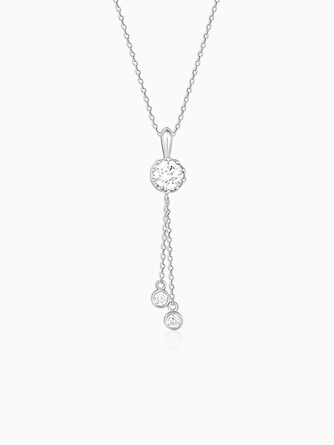 

GIVA Silver-Toned Sterling Silver Rhodium-Plated CZ Studded Necklace