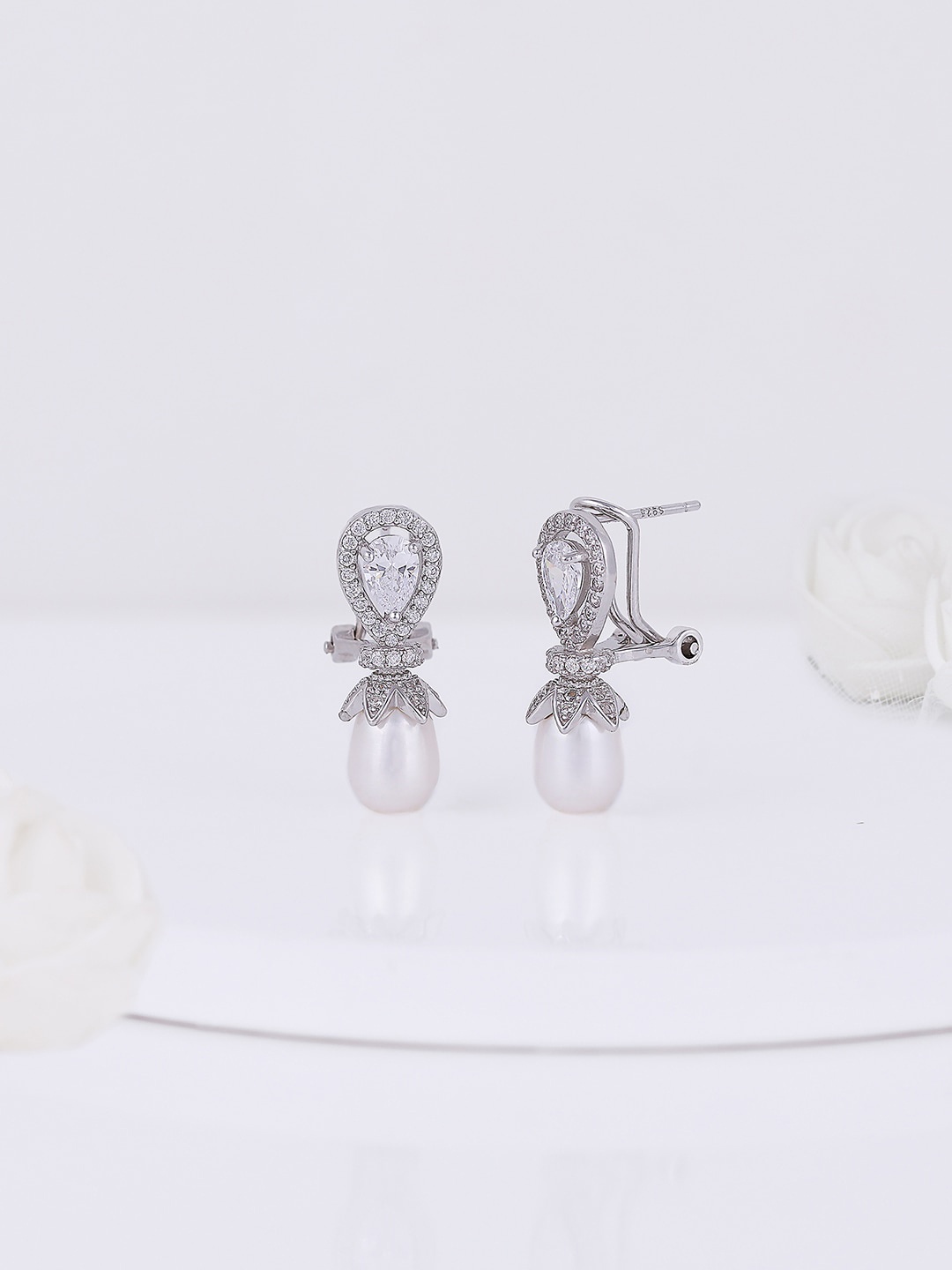

GIVA Rhodium-Plated Drop Earrings, Silver