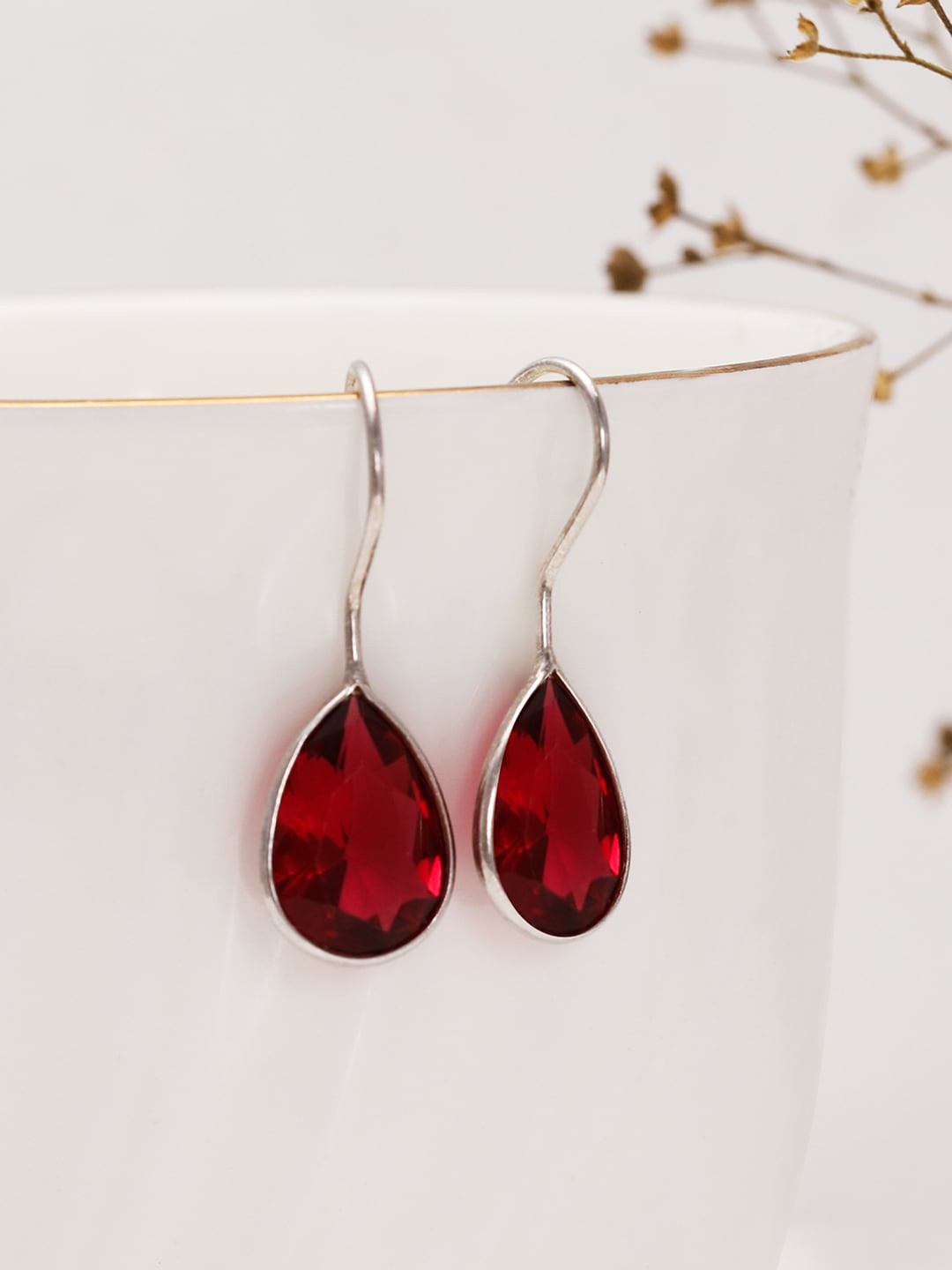 

GIVA Rhodium-Plated Drop Earrings, Silver