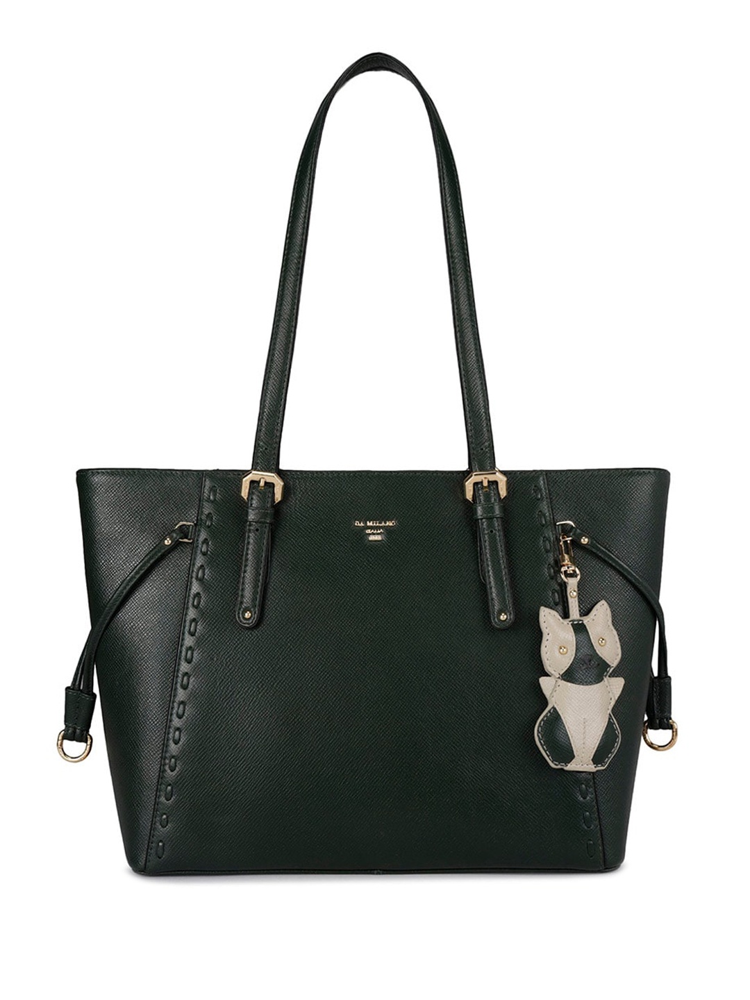 

Da Milano Textured Structured Leather Shoulder Bag, Green