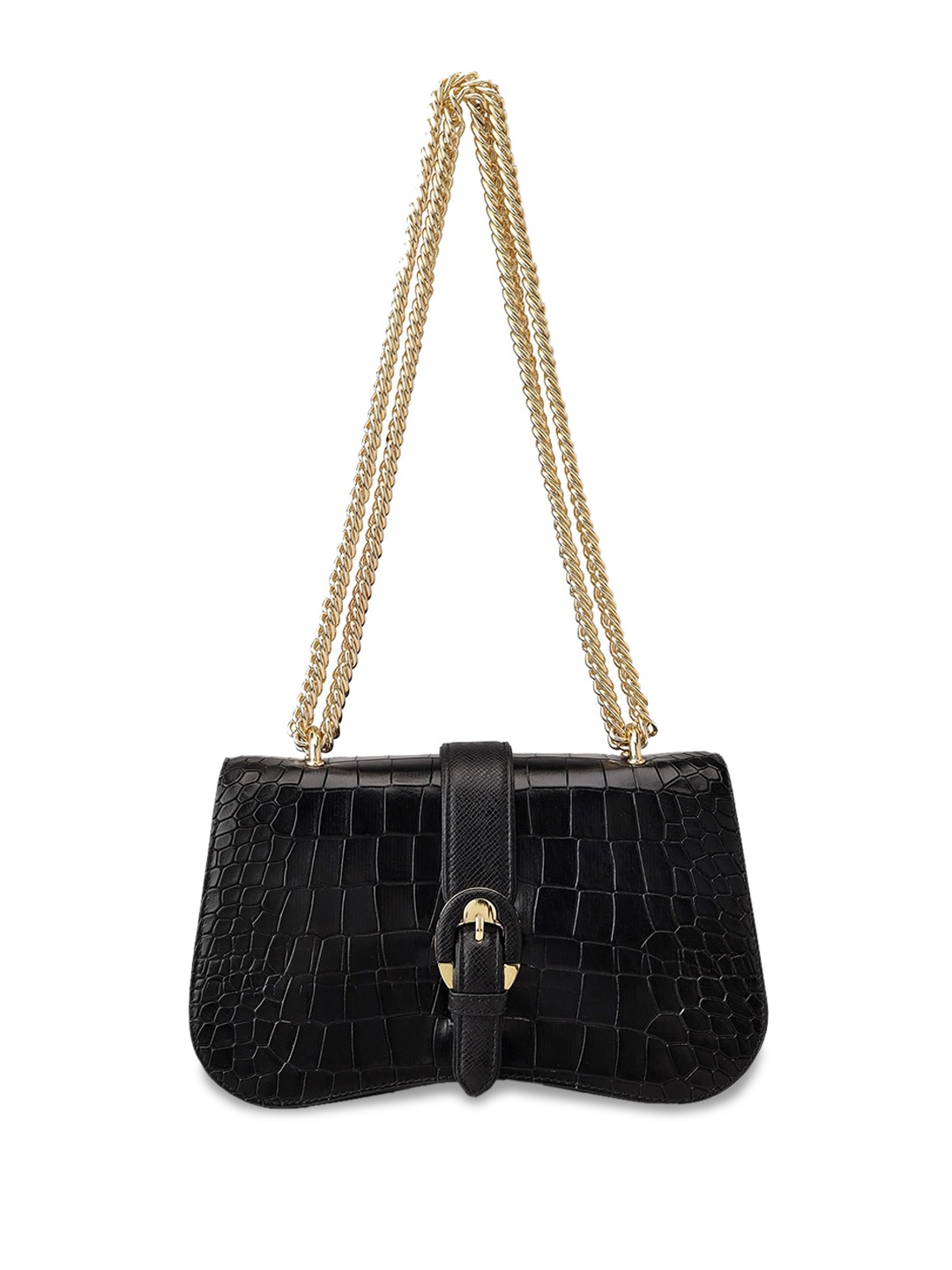 

Da Milano Textured Leather Shoulder Bag, Black