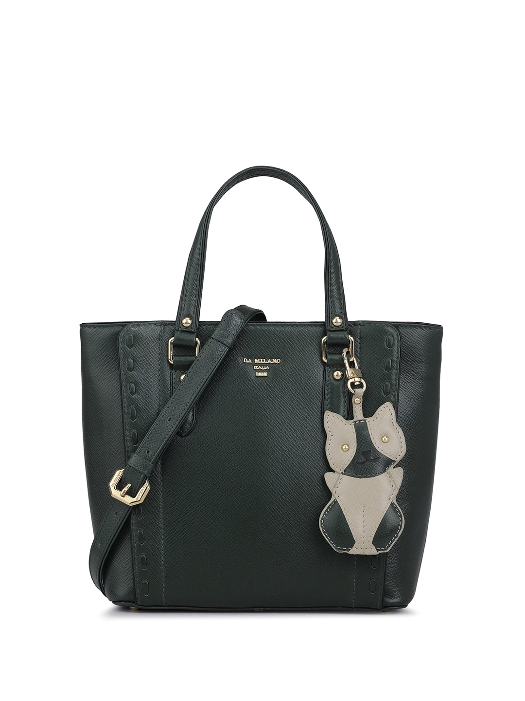 

Da Milano Textured Structured Leather Handheld Bag, Green