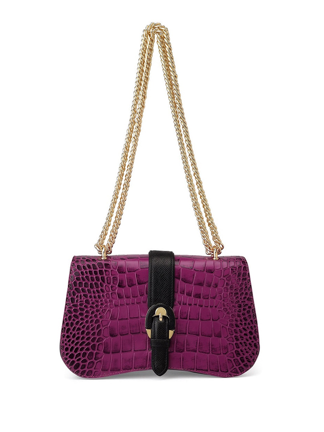 

Da Milano Textured Leather Shoulder Bag, Purple