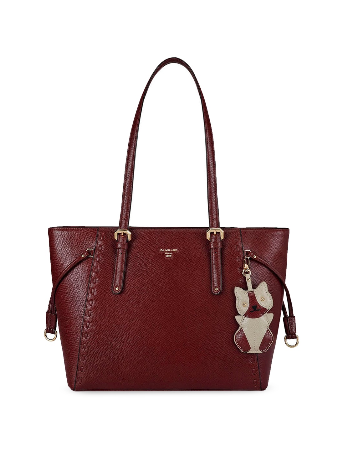 

Da Milano Textured Structured Leather Shoulder Bag, Maroon