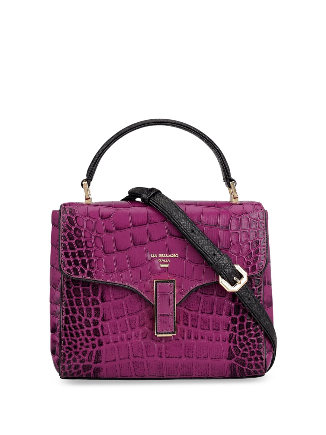 

Da Milano Textured Leather Satchel, Purple