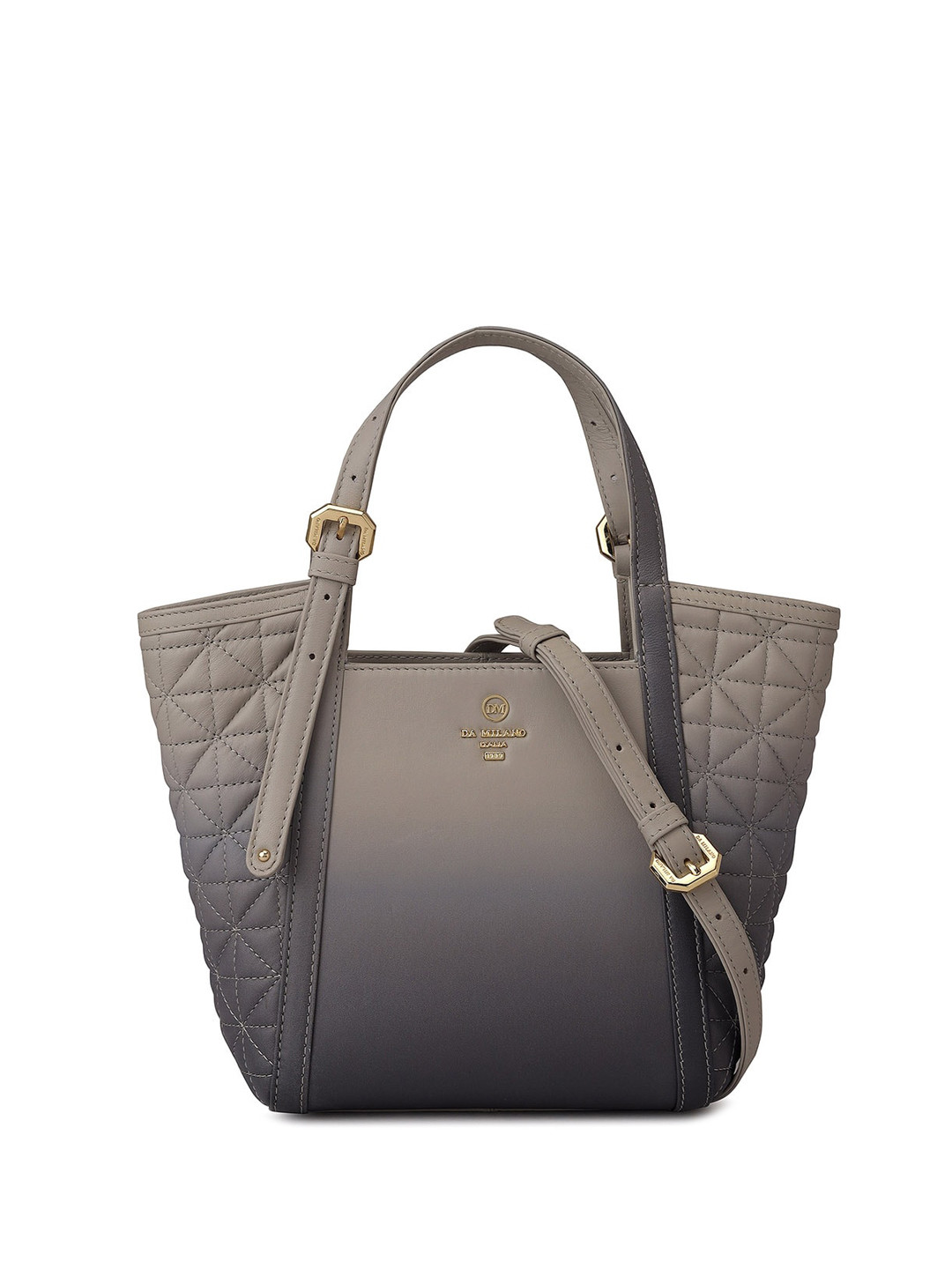 

Da Milano Quilted Detail Leather Shoulder Bag, Grey