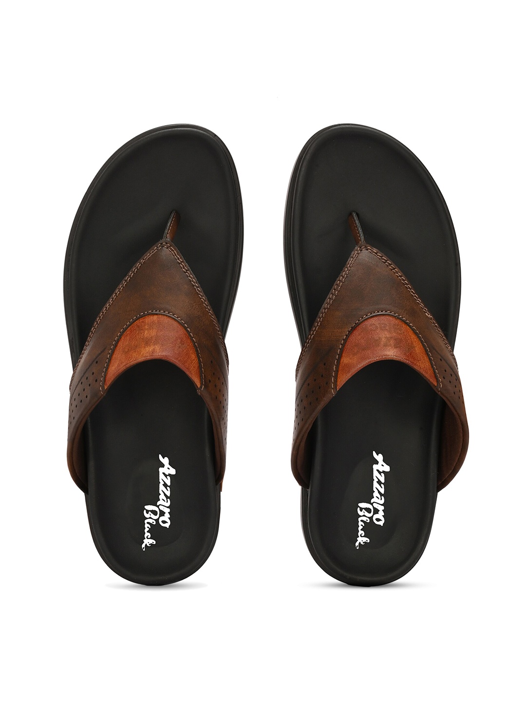 

Azzaro Black Men Textured Comfort Sandals, Brown